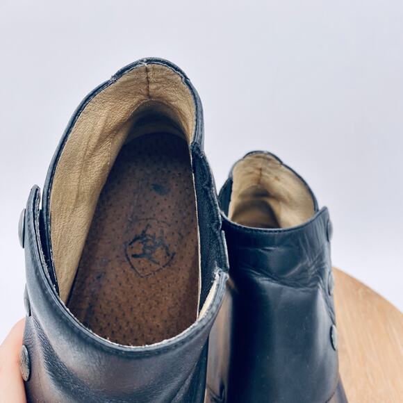 Ariat Boots Womens 10 Black Leather Ankle Snap Front Western Goth Boho - Picture 4 of 12